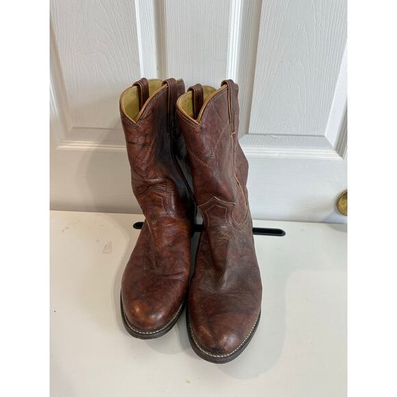 Justin Boots Classic 3163 Leather Western Roper Cowboy Boots Mens Sz 10.5D main image 5
